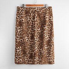 Прямая юбка размера плюс с леопардовым принтом Shein