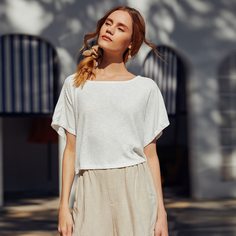 Трикотажная футболка с оригинальным рукавом Shein