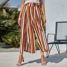 Широкие брюки в полоску с разрезом Shein