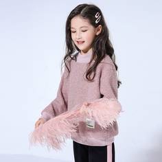 Ровный цвет Повседневный Толстовки для девочек Shein