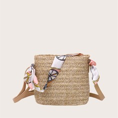 Соломенная сумка с декором шарфа Shein