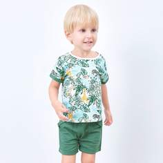 Шорты и футболка с тропическим принтом для мальчиков Shein