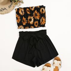 Шорты и топ с цветочным принтом Shein