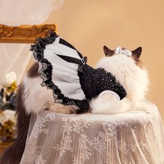 Кружевное платье для домашних животных с бантом Shein