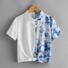 Блузка с принтом тай-дай для девочек Shein