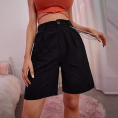 Однотонные шорты-бермуды с цепочкой Shein