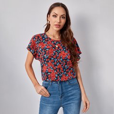 Топ с цветочным принтом Shein