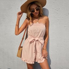 с поясом Одноцветный Бохо Комбинезоны Shein