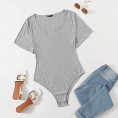 Однотонное боди-футболка размера плюс Shein