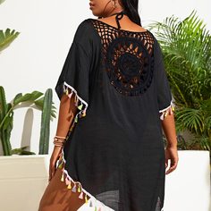 Накидка размера плюс с бахромой Shein