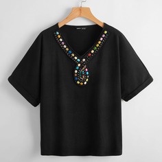 Футболка с бисерами Shein