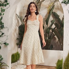 Платье на бретелях с цветочным принтом Shein