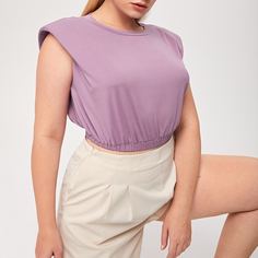 Одноцветный Повседневный Размера плюс жилет Shein