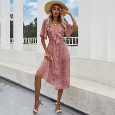 Платье в горошек с узлом Shein