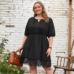 Платье размера плюс с вырезом замочная скважина Shein