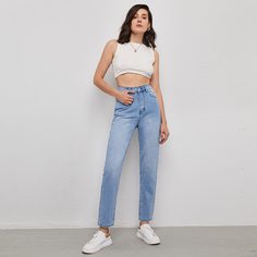 Рваные прямые джинсы Shein
