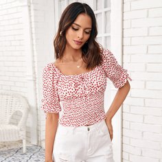 с оборками цветочный Бохо Блузы Shein