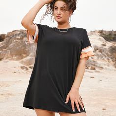 Полосатый Повседневный Платья размер плюс Shein