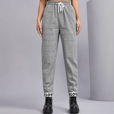 Брюки в клетку на кулиске Shein
