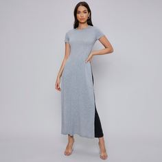 Разрез Одноцветный Повседневный Футболки Shein