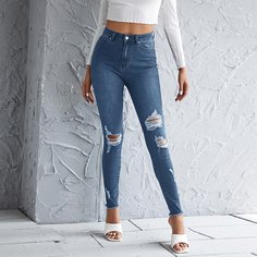 Рваные джинсы с высокой талией Shein