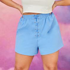 на шнурках Одноцветный Повседневный Шорты размер плюс Shein