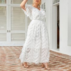 Платье размера плюс с v-образным воротником Shein