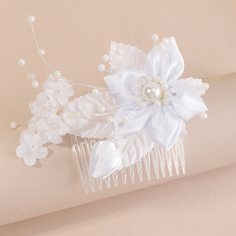 Заколка для волос с цветком и искусственным жемчугом для девочек Shein