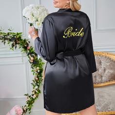 с поясом буква Элегантный Домашние халаты и комплекты размер плюс Shein