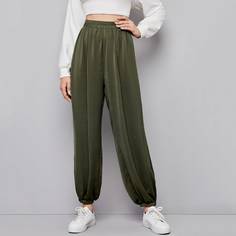 Одноцветный Повседневный Брюки Shein