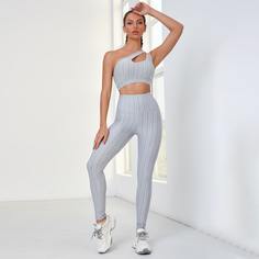 Одноцветный Спортивный комплектный костюм Shein