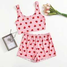 Волнистый край Фрукты и овощи милый Пижама Shein