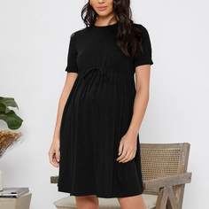 Однотонное платье с узлом для беременных Shein