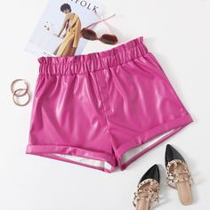 Одноцветный Повседневный Шорты размер плюс Shein