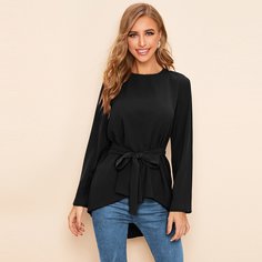Асимметричная блузка с поясом Shein