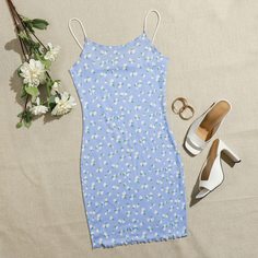 Волнистый край цветочный Повседневный Платья размер плюс Shein