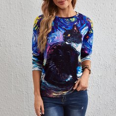 Принт космос Повседневный Свитшоты Shein