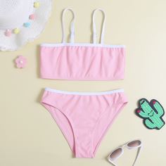 Контрастный купальник бикини для девочек Shein