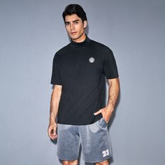 Мужская футболка с воротником-стойкой Shein