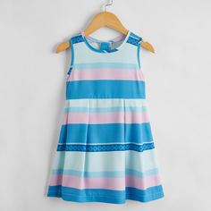 Платье в полоску с геометрическим принтом для девочек Shein