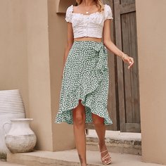 Юбка с узлом и цветочным принтом Shein