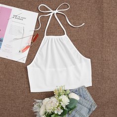 Вязаный топ-халтер в рубчик Shein