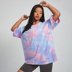 Футболка с принтом тай дай размера плюс Shein