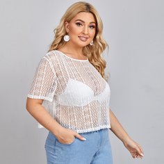 Кружевной топ размера плюс без бюстгальтера Shein