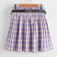 с поясом в клетку Институтский Юбки Shein
