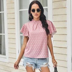 Топ в горошек с воротником-стойкой Shein