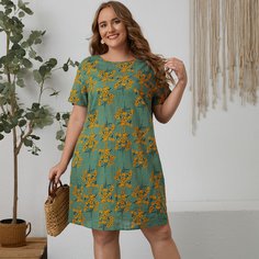 Цветочный Повседневный Платья размер плюс Shein