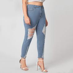 Рваные джинсы размера плюс с высокой талией Shein