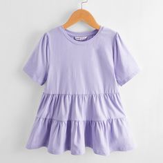 Однотонная футболка для девочек Shein