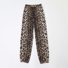 Спортивные брюки с леопардовым принтом и эластичной талией Shein